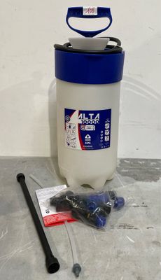 a close up of a plastic container with a blue lid and some screws