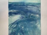 an image of a painting of a blue ocean with waves