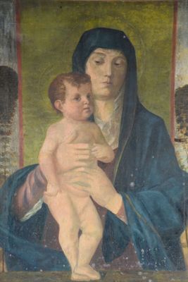 une image d'une peinture représentant une femme tenant un bébé