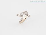 a close up of a diamond ring on a white background