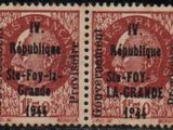 two red and black postage stamps with a picture of a man and woman