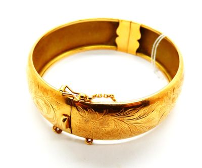 Bracelet rigide en or jaune 750 °/°° (18k) à décor gravé de … - Photo 1