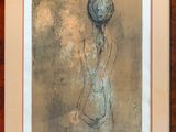 an image of a painting of a woman with a ball on her head