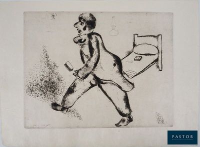 une image représentant un dessin d'un homme marchant avec une valise