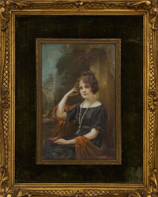 Bourdier (XIXe-XXe siècle) Portrait de femme au collier de p… - Photo 1