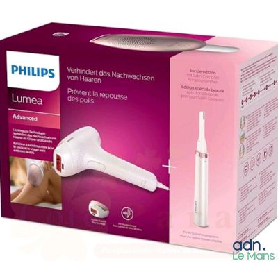packaging of philips lumea electric breast massager in a pink box