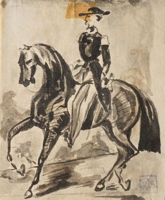 GUYS Constantin, dans le goût de, Militaire à cheval, Plume … - Photo 1