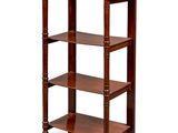 an image of a wooden shelf with three shelves on each side