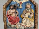 une photo d'une tapisserie représentant une crèche