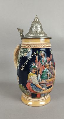 Chope à bière en céramique émaillée, Allemagne, XXème. - Photo 1