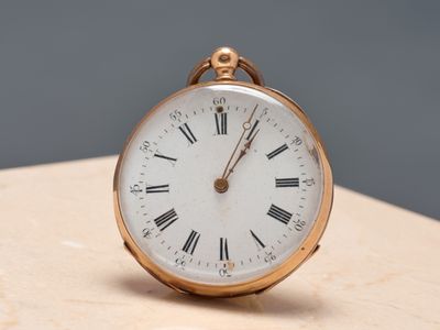 Montre de poche en or jaune 18k 750 millièmes. - Boitier ron…