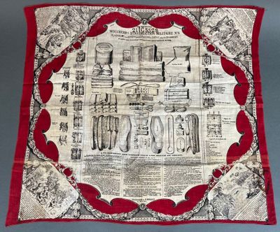 une image représentant une écharpe rouge et blanche sur laquelle figure l'illustration d'un ustensile de cuisine