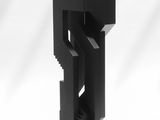 un gros plan d'un objet noir sur une surface blanche