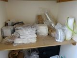 a shelf with many items on it in a room