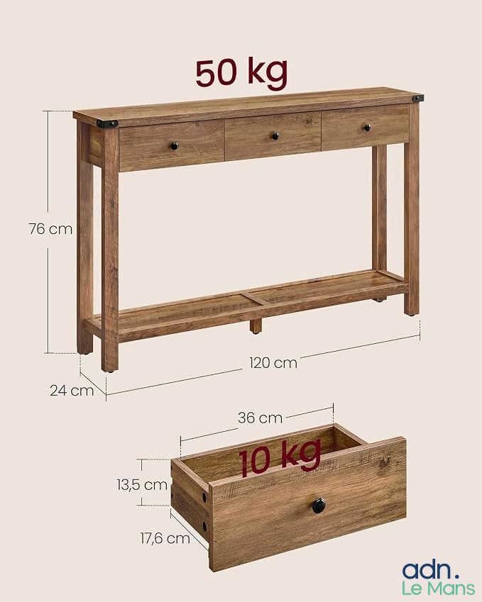 Table console VASAGLE LNT142KB01 - Descellé - TVA Récupérabl…