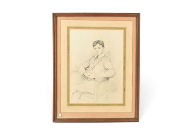 dessin représentant un homme en costume assis sur une chaise