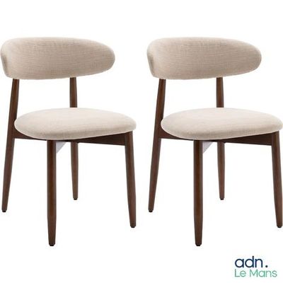paire de chaises de salle à manger modernes avec assise rembourrée et pieds en bois