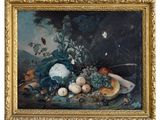 painting of a still life of fruit and vegetables on a table