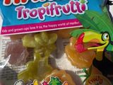 un sachet de bonbons aux fruits tropicaux durs posé sur une table