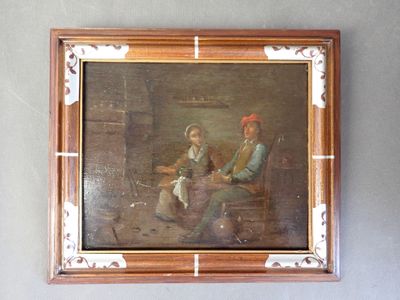 Ecole Flamande du XVIII ème, suiveur de TENIERS, scène d'int…