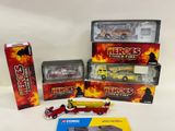 a lot of toys that include a fire truck, a fire truck, a fire truck, and a fire truck