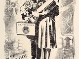 illustration of a man and a woman holding a bouquet of flowers