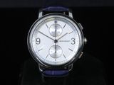 the watch is white and has a blue strap
