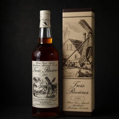 the bottle is next to a cardboard box with a drawing of a windmill