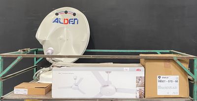an image of a shelf with a satellite dish on top of it