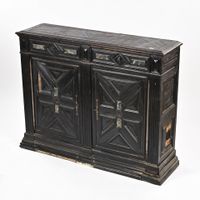 Buffet rectangulaire en bois mouluré et marqueté de bois noi…