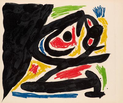 une image représentant une peinture noire et rouge sur fond blanc