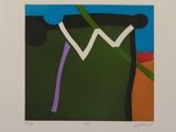 an image of a picture of a painting of a green and purple arrow
