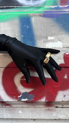 Bague double T.53/52 A.VAUTHIER Laiton doré et cristal Neuf dans la bo - Photo 1