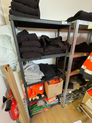 une pièce où il y a beaucoup de vêtements sur les étagères