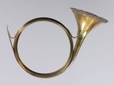 a brass instrument that is sitting on top of a table