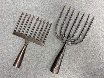 Ancienne Fouène En Fer Forgé – Pêche En Eau Douce, Fabrication Française