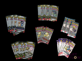 a lot of pokemon trading cards on a black background