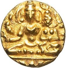 an image of a gold coin with a face on it