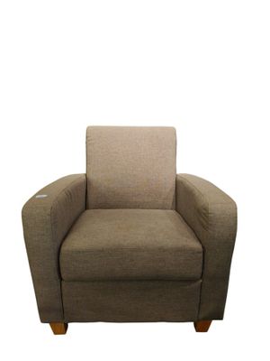 Fauteuil garni de tissu taupe. 89 x 67 x 70 cm.