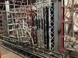 many scaffoldings in a building that is under construction