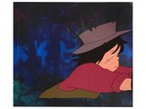an image of a painting of a young boy wearing a hat