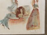 a painting of a woman sitting on a couch with two other women