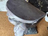 a table that has a black top on it