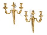 paire d'appliques murales anciennes en laiton