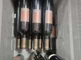 Plusieurs bouteilles de vin se trouvent dans une glacière posée sur une étagère