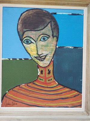 un tableau représentant un homme vêtu d'une chemise rayée