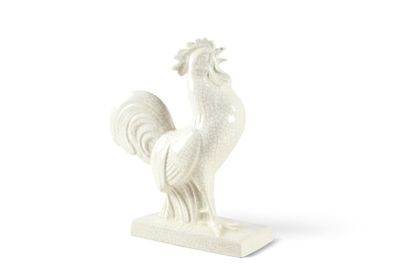 a white statue of a rooster on a white background