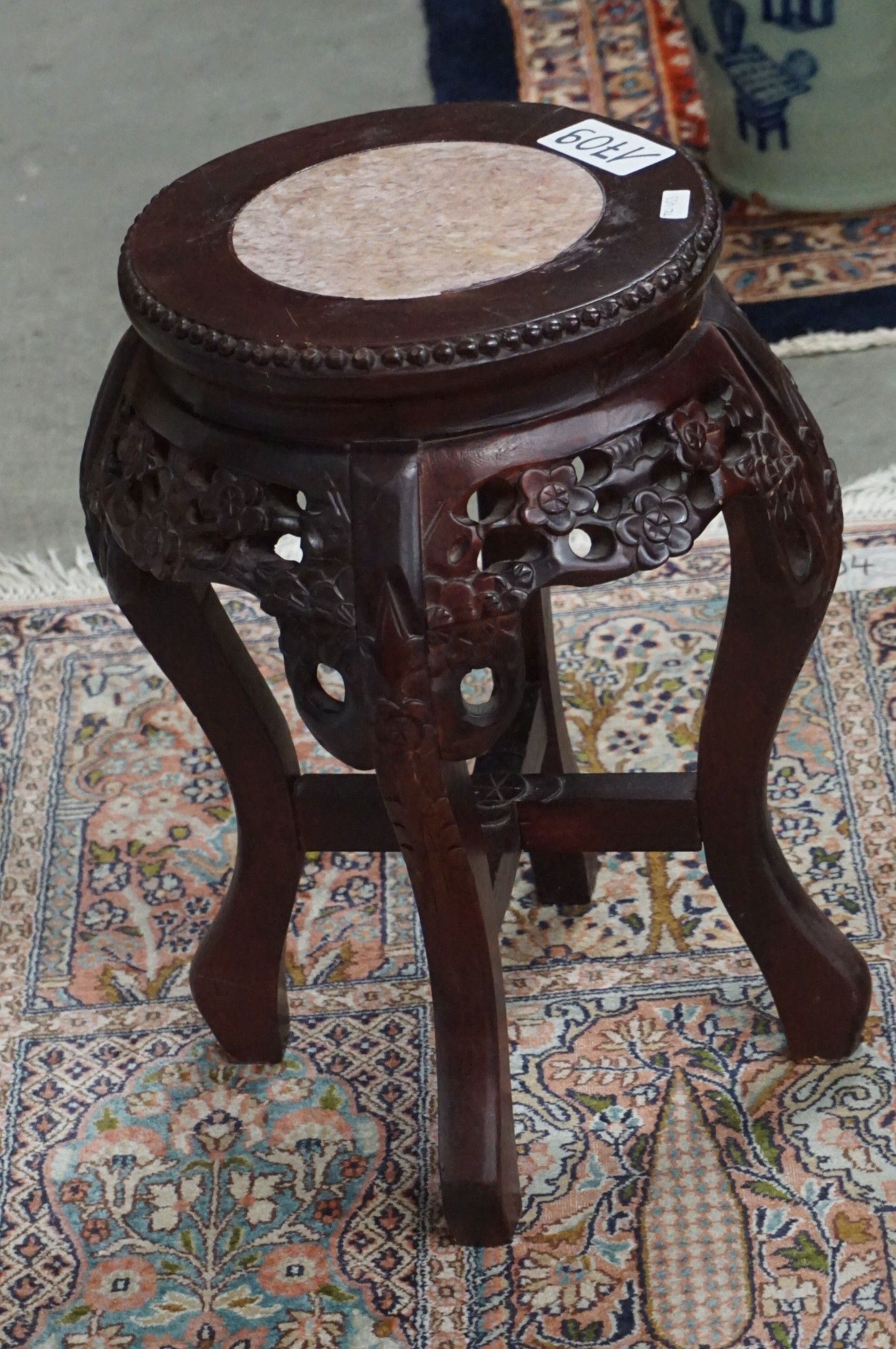 Vase à fleurs chinois - plateau en marbre - H : 46 cm - diam…