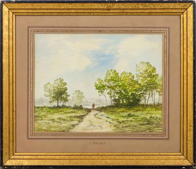 Léon RICHET (1847-1907) Le chemin Aquarelle sur papier Signé…