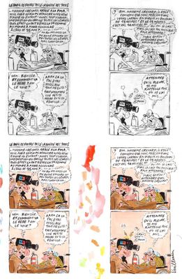 une image d'une bande dessinée avec un dessin d'homme et de femme